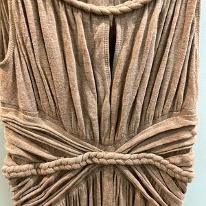 Gorgeous full length heathered tan stretchy dress w/ detailing and braids